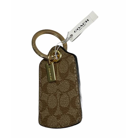 COACH LUGGAGE TAG KEY RING IN SIGNATURE CANVAS - Picture 1 of 4